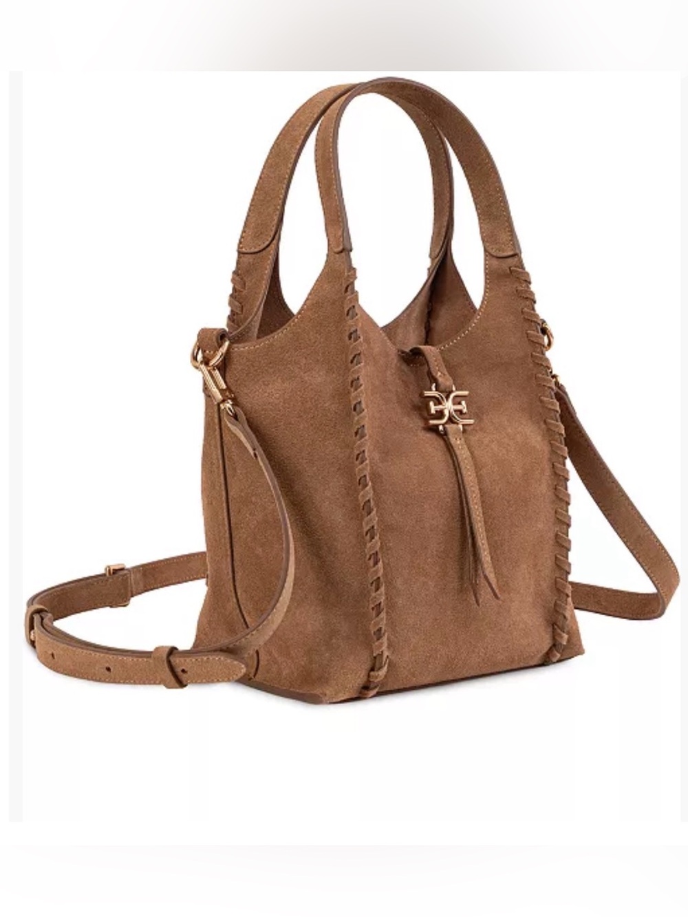 Sam Edelman Tan Suede Whipstitch Hobo Bag